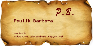 Paulik Barbara névjegykártya